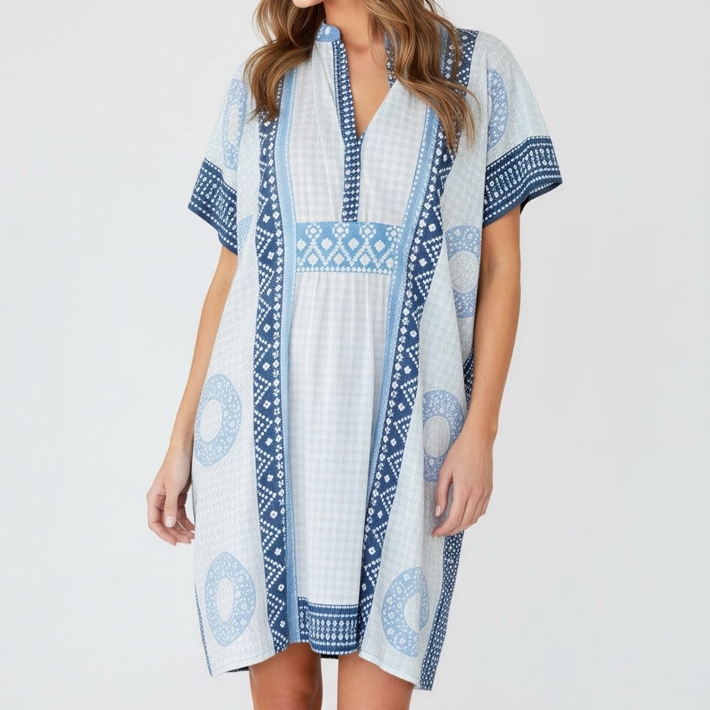 EMERSON FRY Short Caftan, Cerulean Organic, OS